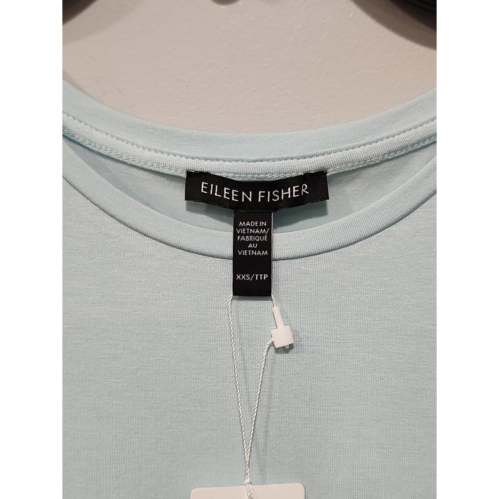 Eileen Fisher NWT Jersey Tank Womens XXS Lt. Blue Sleeveless Top Stretch NEW - Picture 2 of 8